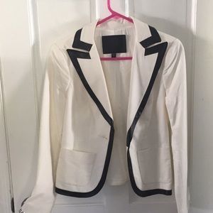 Bebe blazer cream white with leather trim